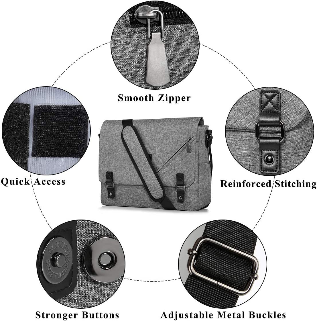 ibagbar Water Resistant Messenger Bag Satchel Shoulder Crossbody Sling Working Bag Bookbag Briefcase Fits 14 Inch Laptop for Men and Women - Image 5